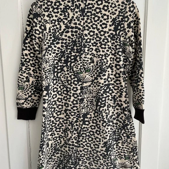 Free People Black & White Hersey Leopard Print Dress with Green Eyes Y2K S/M Vtg - Picture 5 of 8